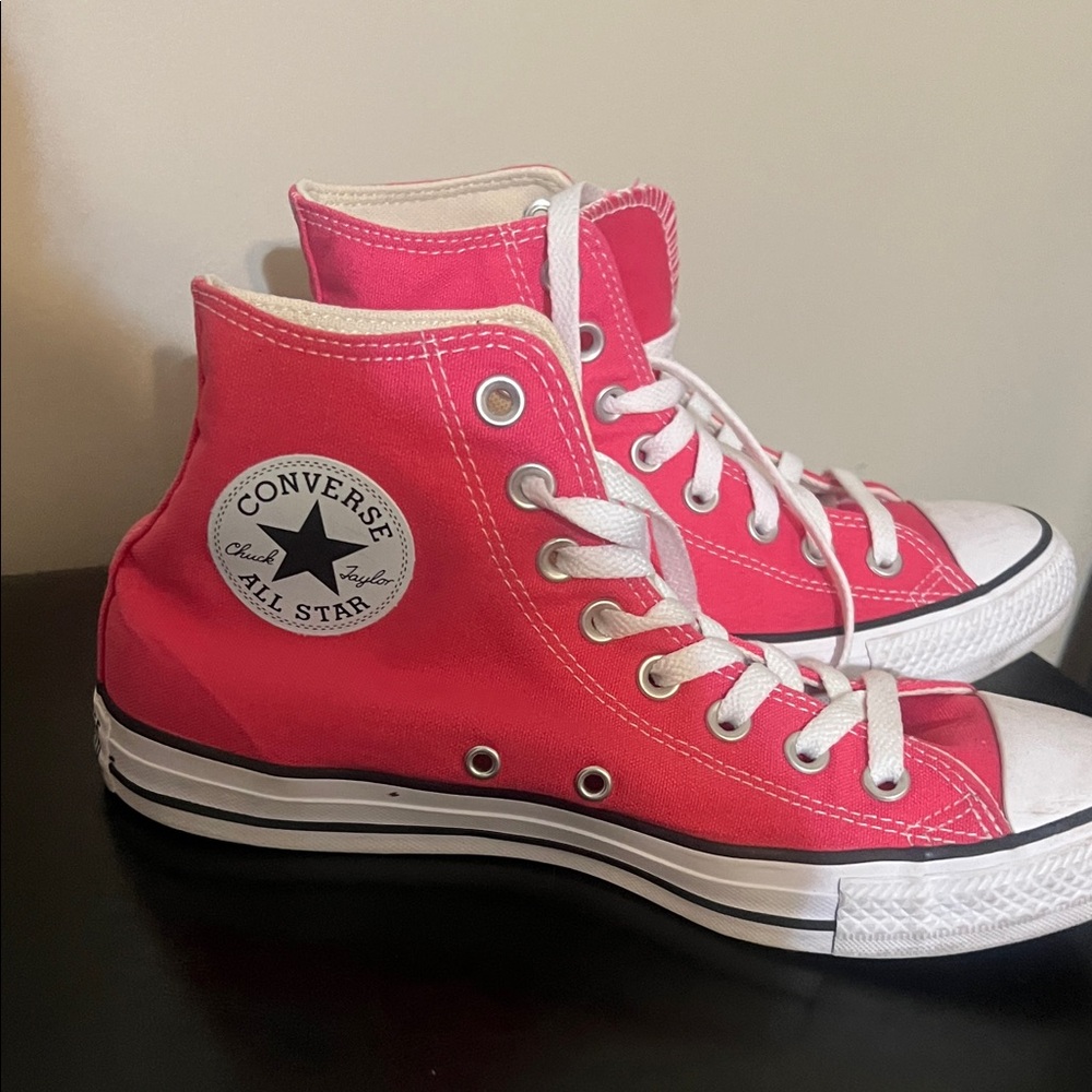 Women’s Converse Pink High-Top Sneakers with White Accents size 8.5